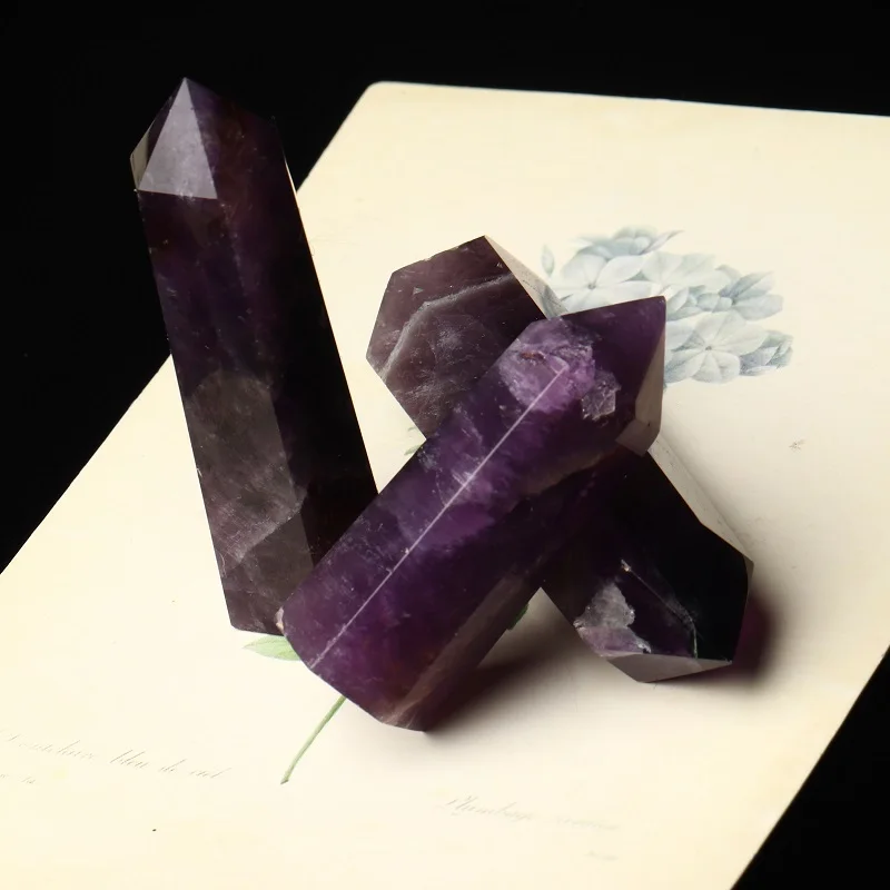 1 шт. натуральный кристалл фантазия аметист шестигранный стержень Хрустальная