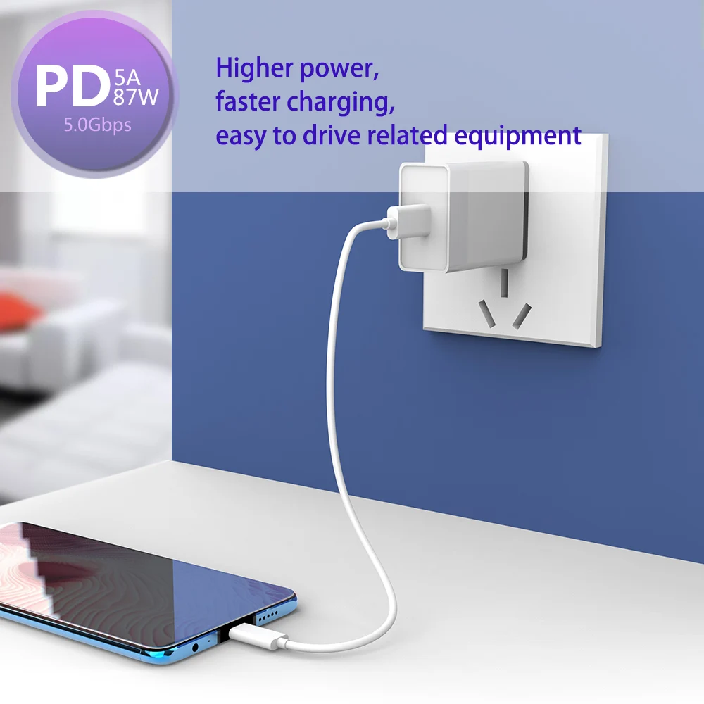 5A 87W USB Type C to Type C PD Cable for Redmi K20 Note 7 Pro Fast Charge Type-C Cable for MacBook Pro Samsung Huawei USB-C Wire