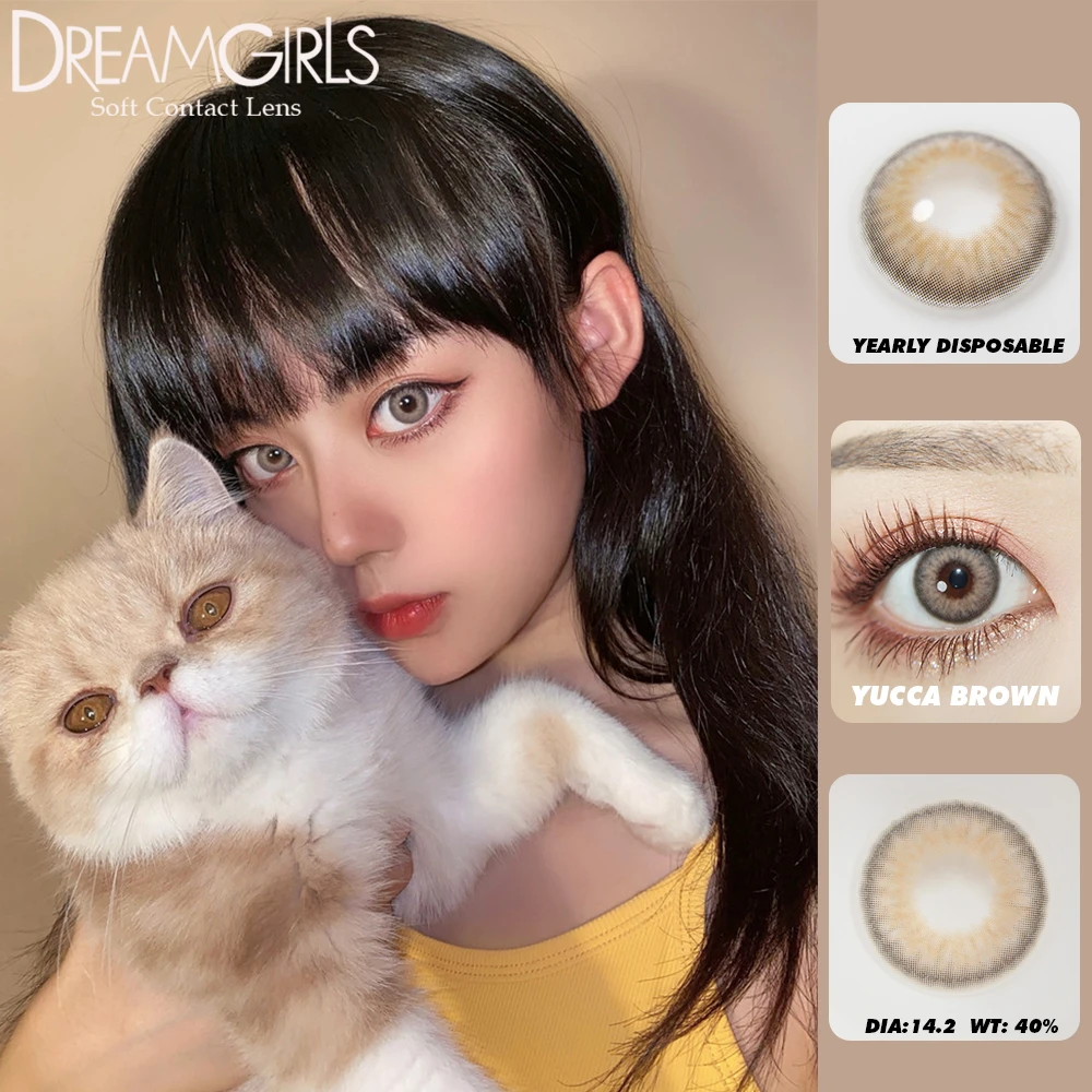 

Color Contact Lenses For Eyes Natural Colors Yucca Series Soft Lens Brown Gray Colored Pupils Beauty 1Pair Daily Use Yearly