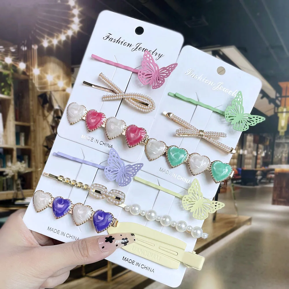 Ful Butterly Women's Hair Clips 2021 For Girls Child  Korean Heart Barrettes For Hair Accessories Pearl Hairpin