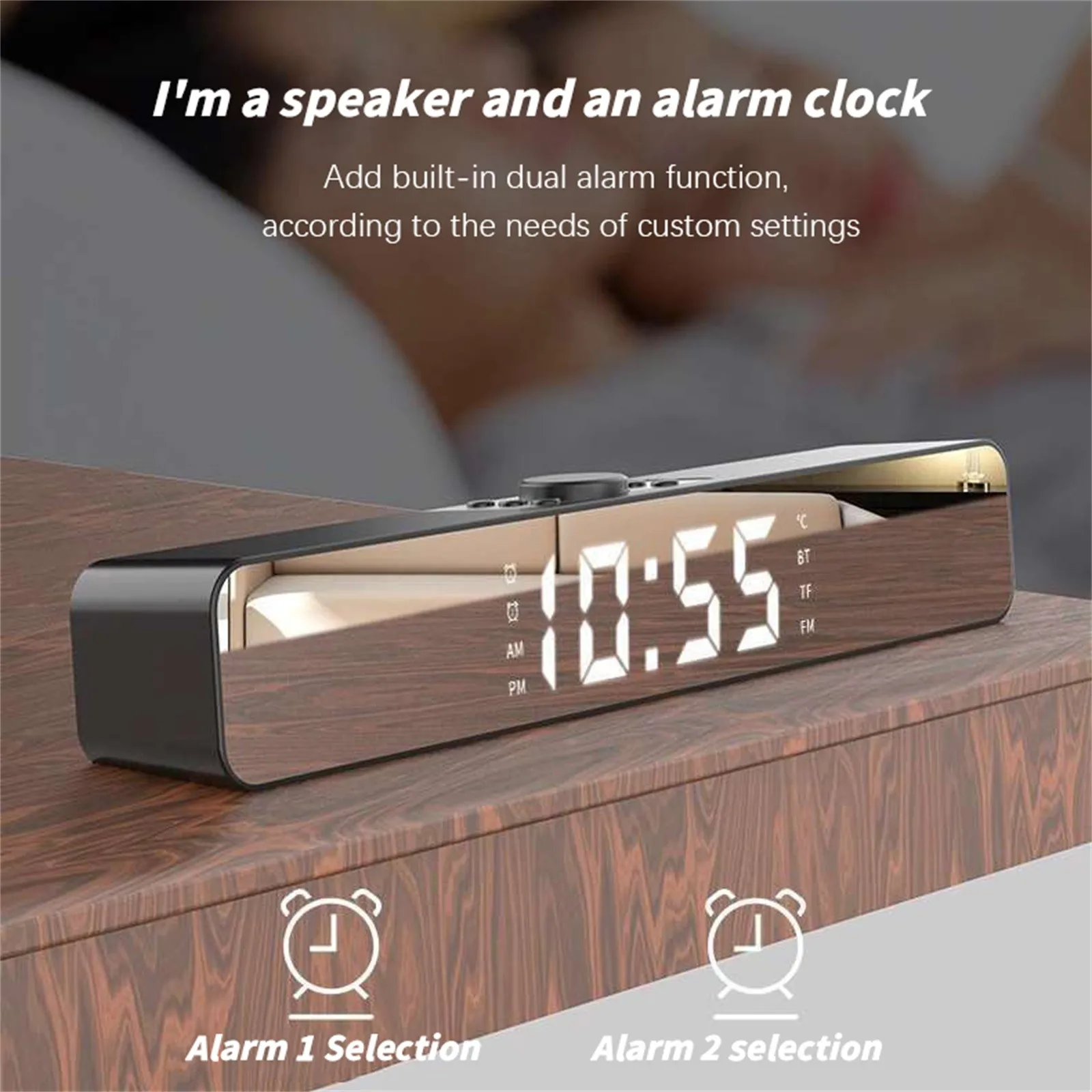 Длинный настольный компьютер Bluetooth динамик зеркальный будильник портативный