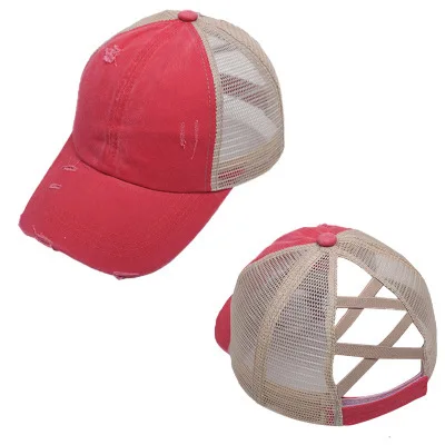 

2021 new wash ponytail hat female opening old ponytail NET hat dome sunscreen