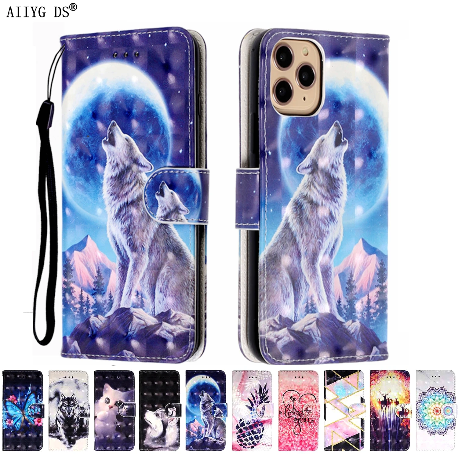 Роскошный кожаный чехол с 3D узором для iPhone 11 Pro 6S 7 8 XR Plus XS Max флип отделением карт