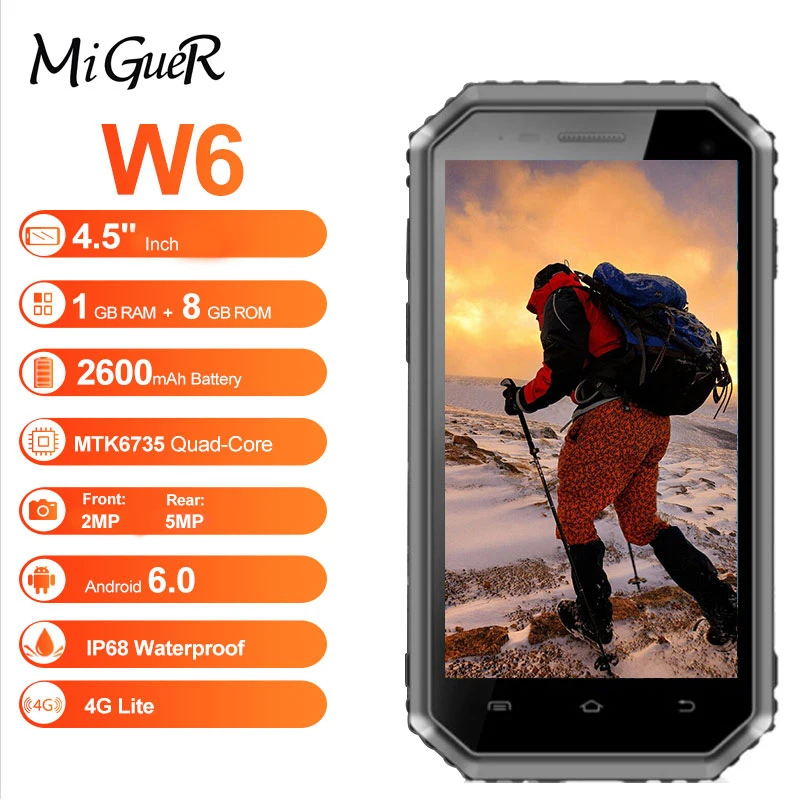 Оригинальный E & L EL W6 смартфон с четырёхъядерным процессором MTK6735 ОЗУ 1 ГБ ПЗУ 8 5 0