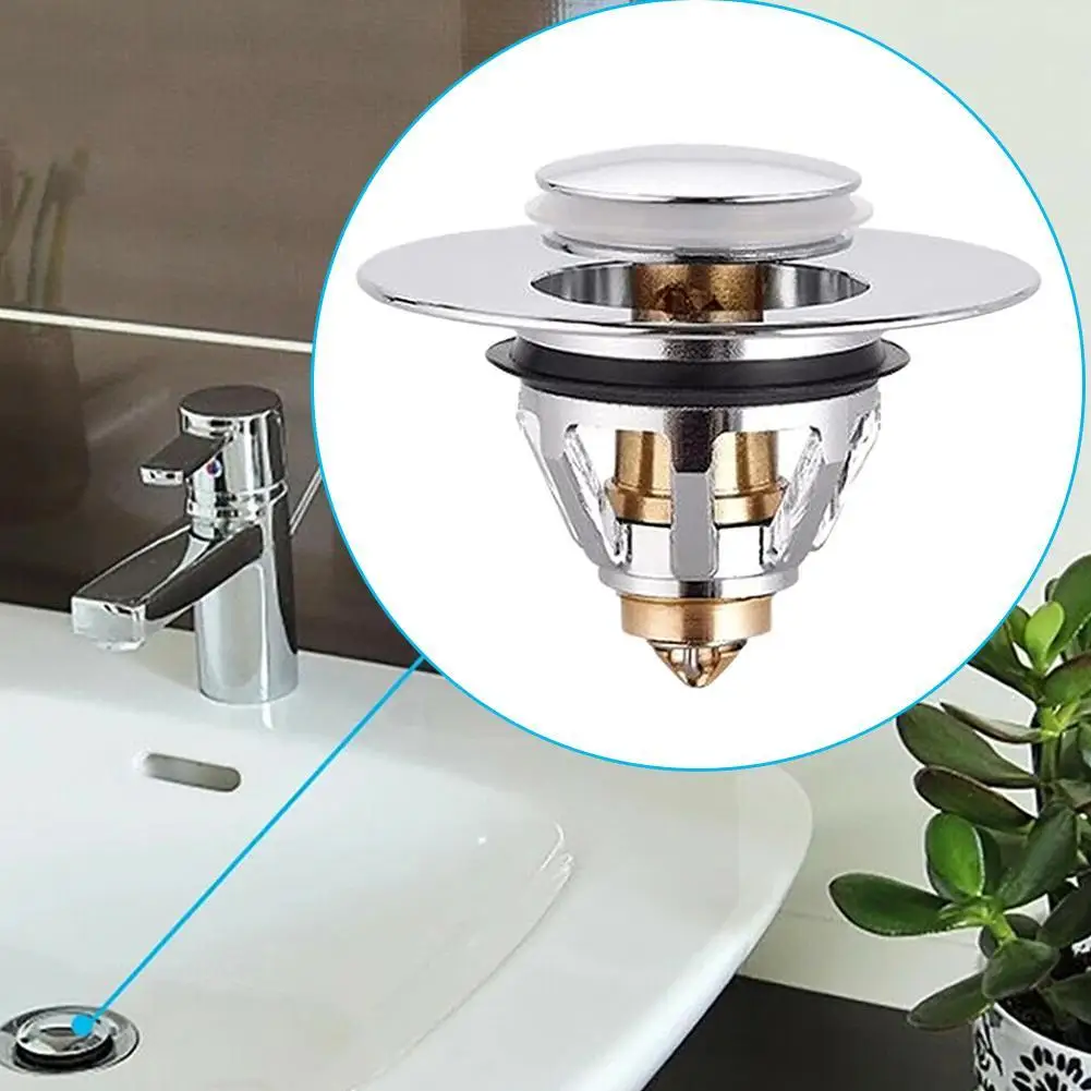 

Steel Bounce Core Push-type Drain Filter Universal Trap Bathtub Hair Sink Basin Push-type Wash Plug Catcher Y6W7