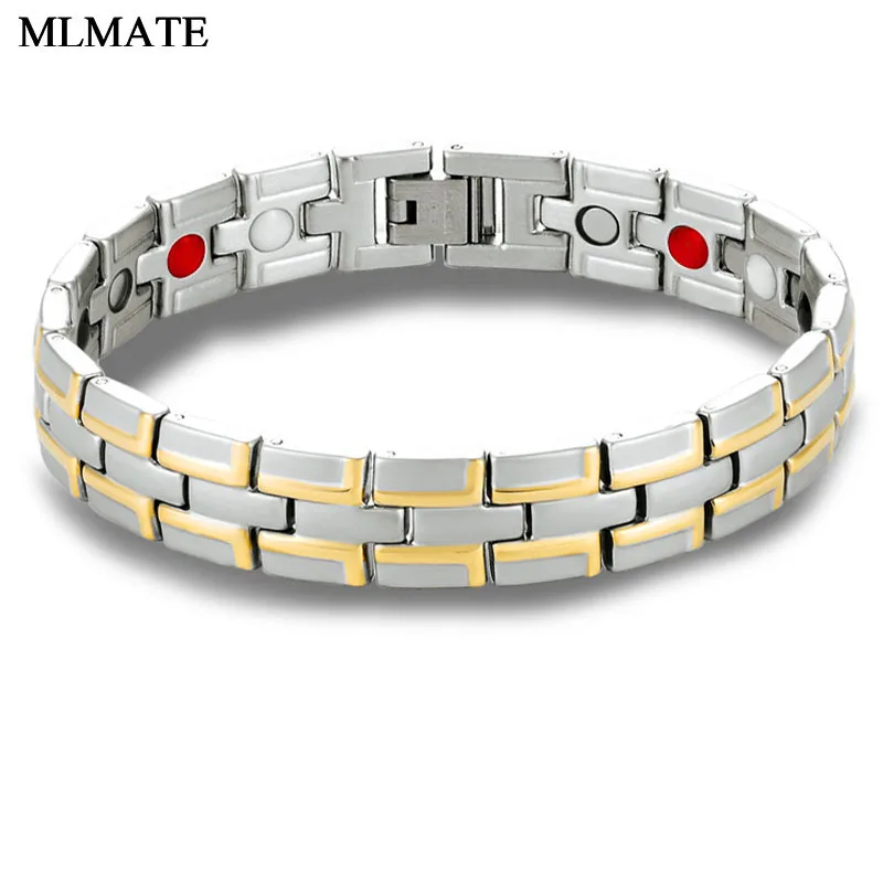 Черный магнитный браслет для мужчин из титановой нержавеющей стали