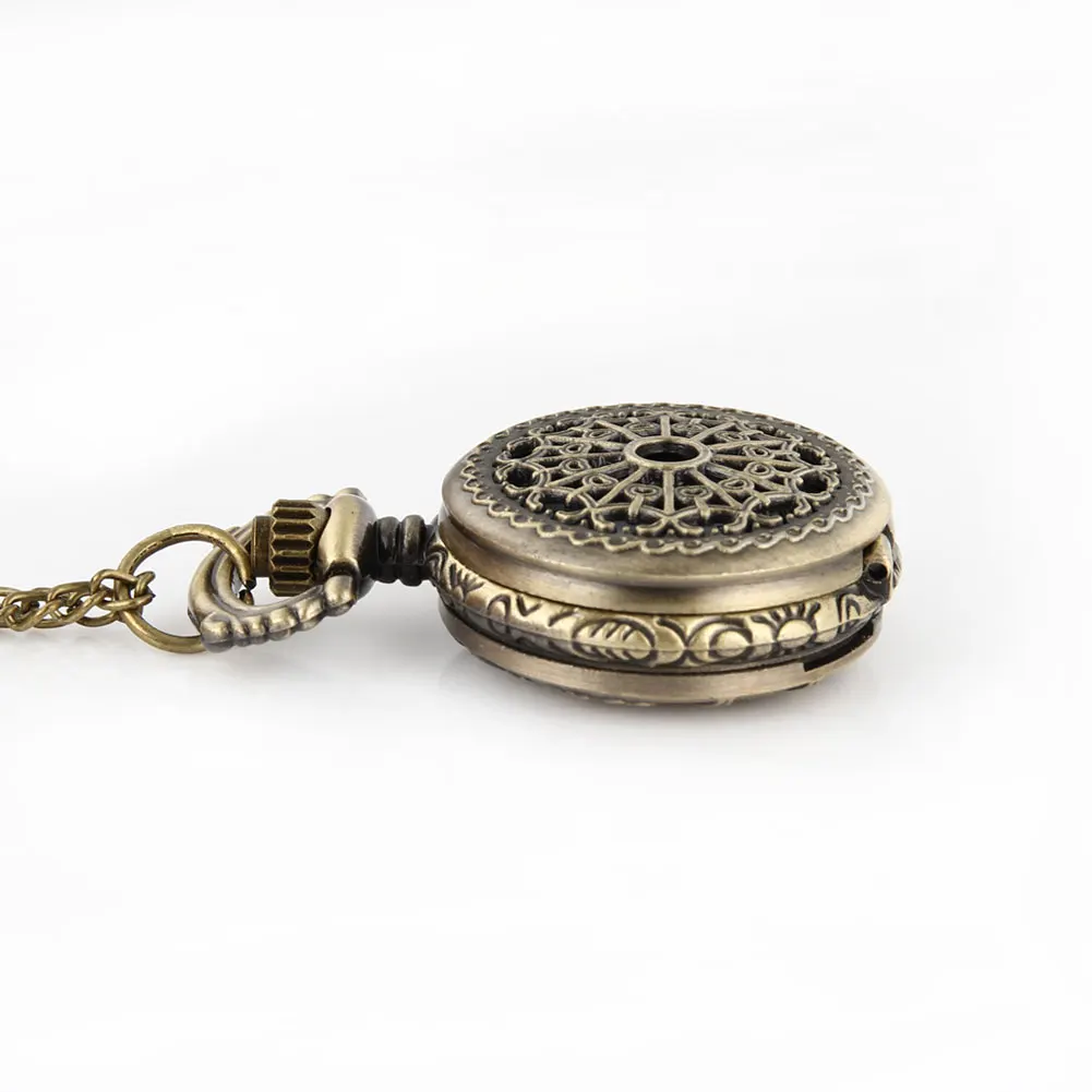 

Men Pocket Watch Retro Bronze Tone Round Shape Spider Web Pattern Watches With Chain Necklace SWD889
