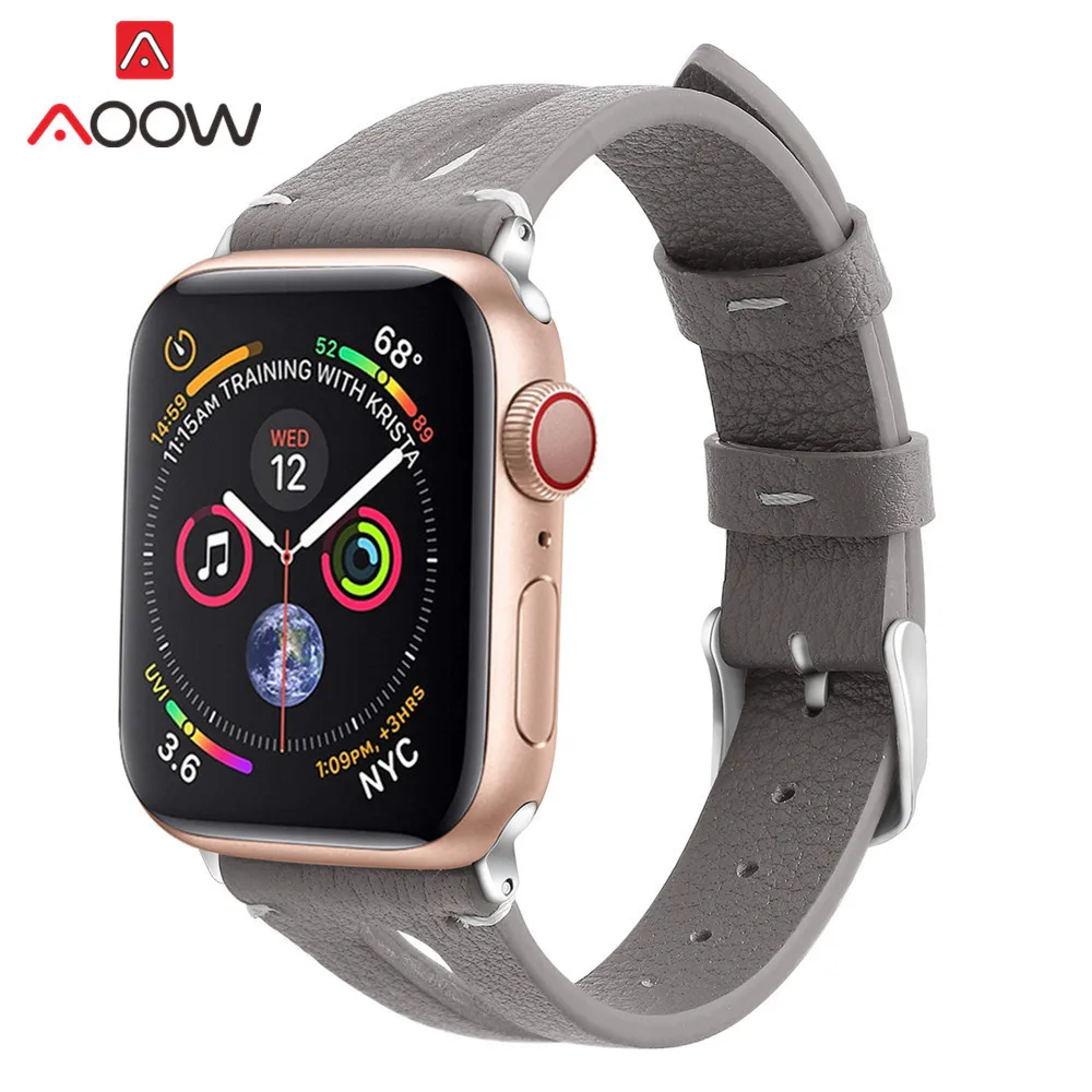 Ремешок из натуральной кожи с принтом для Apple Watch 40 мм 44 мм для iwatch 38 мм 42 мм ремешок серии 4 3 2 1 браслет аксессуары