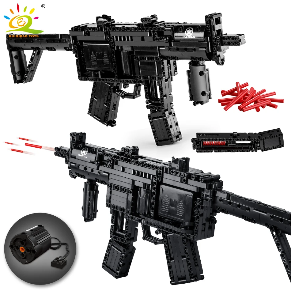 HUIQIBAO 783 шт DIY Электрический пулемет MP5 модель строительные блоки техническая