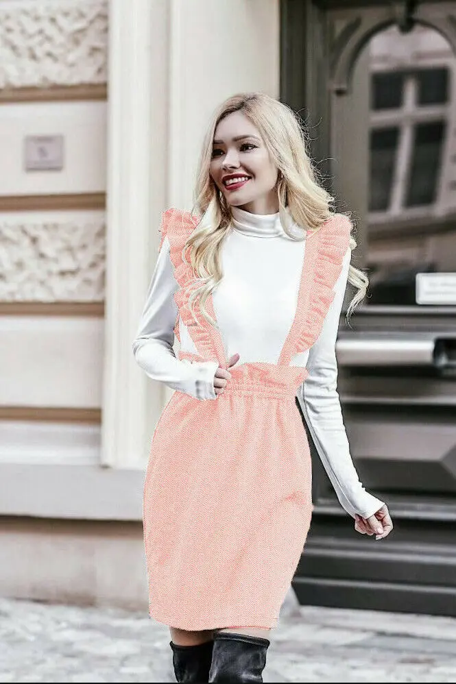 Женская юбка с оборками однотонная облегающая на подтяжках лето осень|Женские