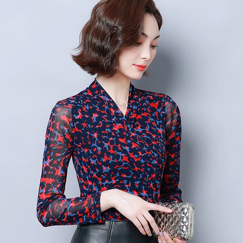 Осень-зима 2020 новая стильная женская блузка с v-образным вырезом индивидуальным