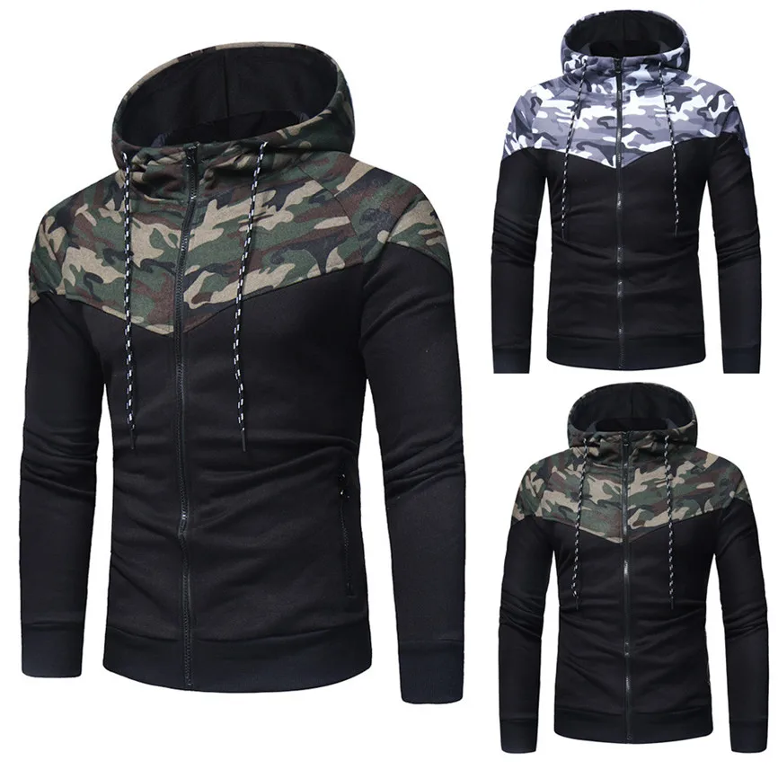 Мужской Камуфляжный спортивный костюм Повседневная Толстовка с капюшоном и