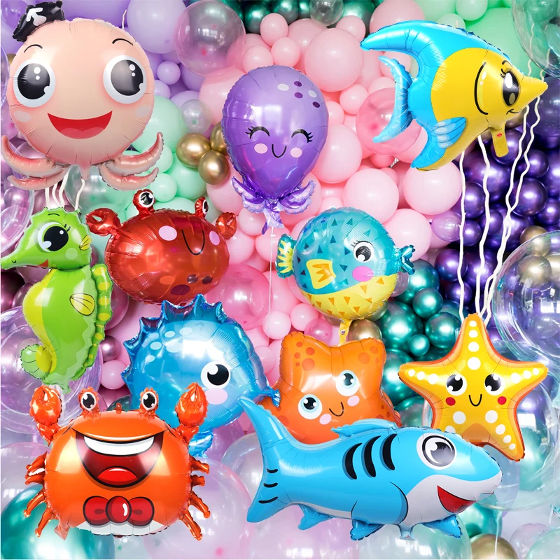 

Marine Theme Foil Ballons Shark Balloons Large Sea Animal Balloon Cartoon Fish Balloon Kids Globos Under The Sea Party Decortion