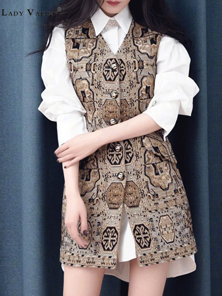 Белая Свободная рубашка средней длины модный костюм Леди Весна и осень бандаж