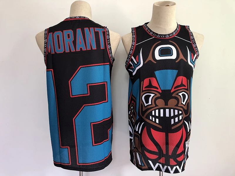 

2020 Totem Style Sleeveless Vest Basketball Jerseys Memphis Grizzlies Mesh Polyester Shirt with Ja Morant #12 on Back Tshirts