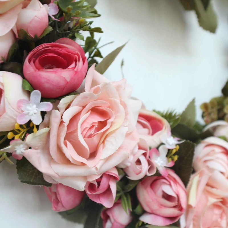 

Simulation Rose Artificial Wreaths Silk Peony Flowers Romantic Heart Shape Garland For Wedding Party Decoration