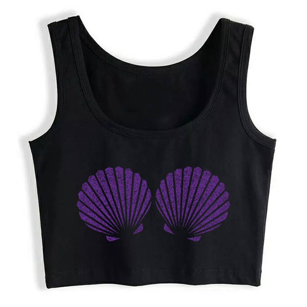

Crop Top Sport Purple Glitter Shells Mermaid Bra Birthday Party M Hip Hop Harajuku Sleeveless Tops Women
