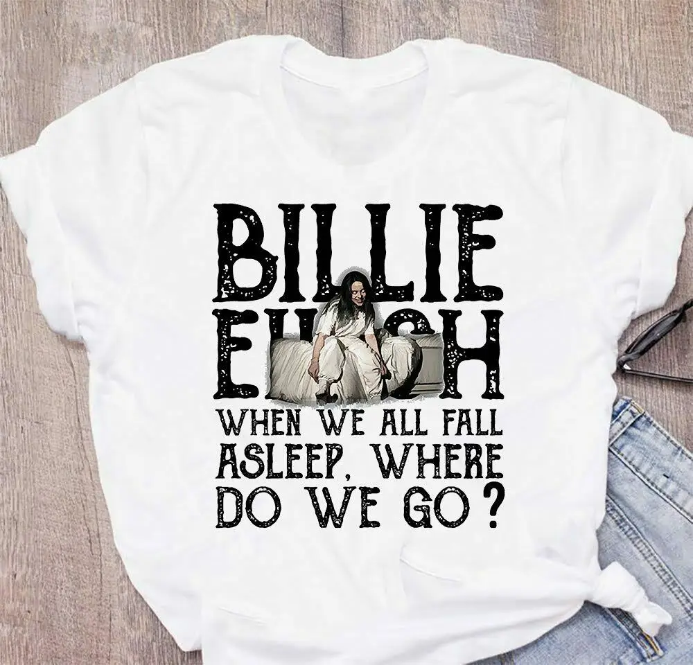 Billie Eilish футболка когда мы все засыпаем Music Tour 2019 унисекс Женские Классические
