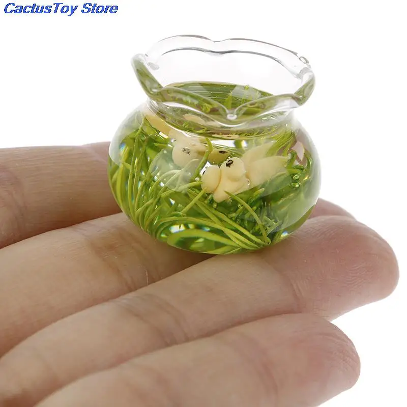 

1/12 Lovely Dollhouse Miniature Glass Fish Tank Bowl Aquarium Doll House Home Ornaments Toys 1:12 Simulation Room/furniture