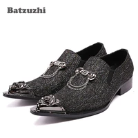 batzuzhi fashion italy style men shoes pointed toe sequins leather dress shoes man with chain low heels zapatos oxford hombre