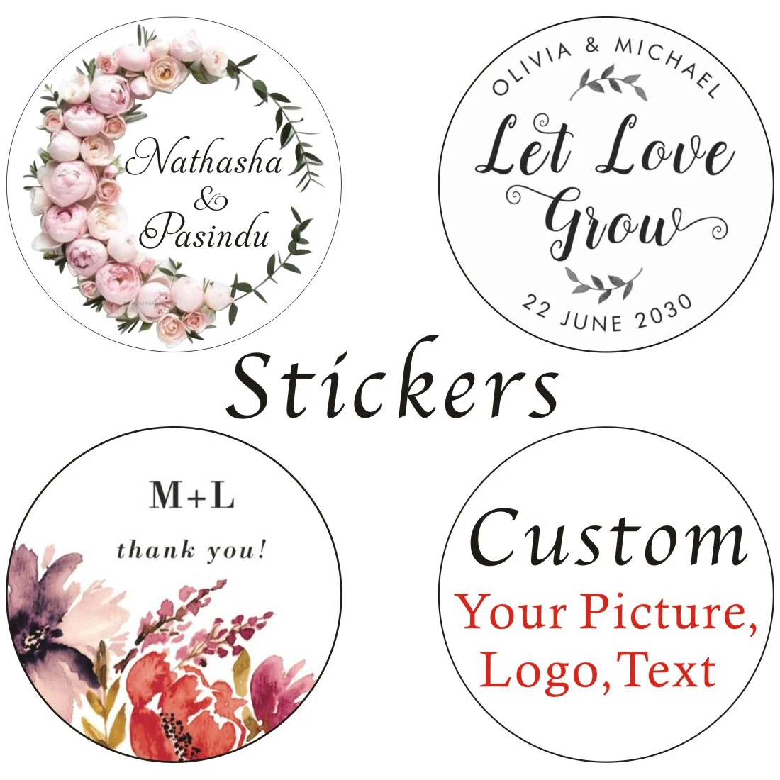 100 шт./лот Пользовательские Свадебные Наклейки Конфеты сувениры Подарочные