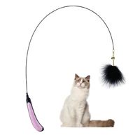 practical cat feather stick interactive toy flexible kitten feather toy tease cats stick pet training with bells pet supplies