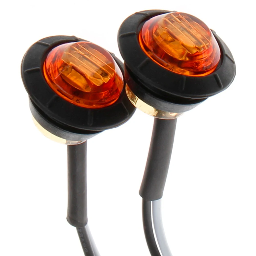 

20Pcs Amber LED Side Marker Lights Smoked Round 3/4" 2 wires LED Bullet Light Truck Trailer For Dropshipping Fast Delivery