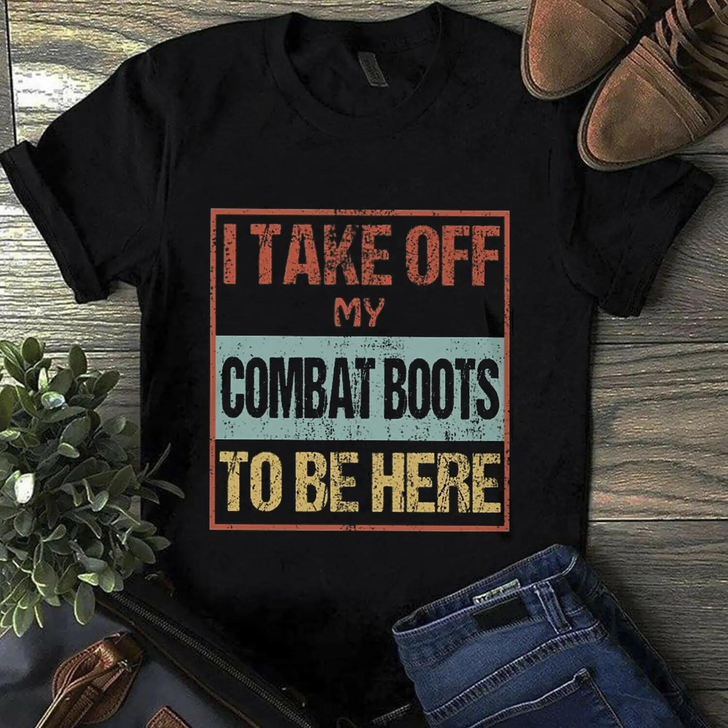 Veteran I Take Off My Combat Boots To Be Here Men'S Black Cotton T Shirt S-3Xl Cool Casual Pride Men Unisex Fashion | Мужская одежда