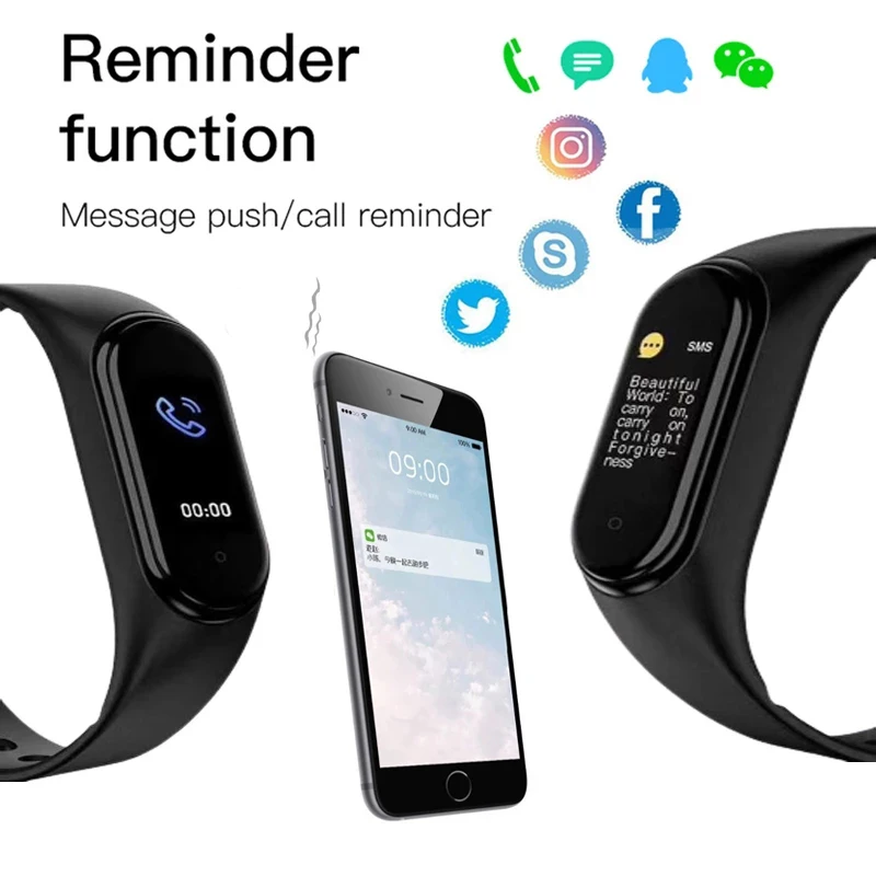 Смарт-часы M5 мужские и женские часы фитнес-браслет совместим с Bluetooth детские