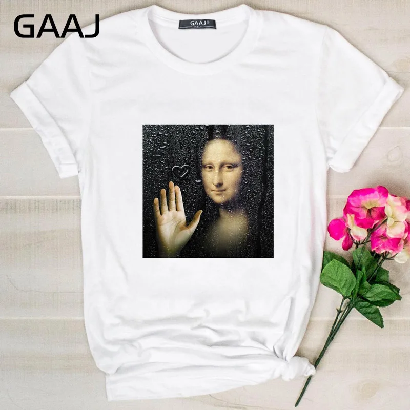 GAAJ Edgy Mona Lisa футболка Женская Harajuku одежда женская футболка с графическим принтом винтажные Топы футболка размера плюс женская футболка