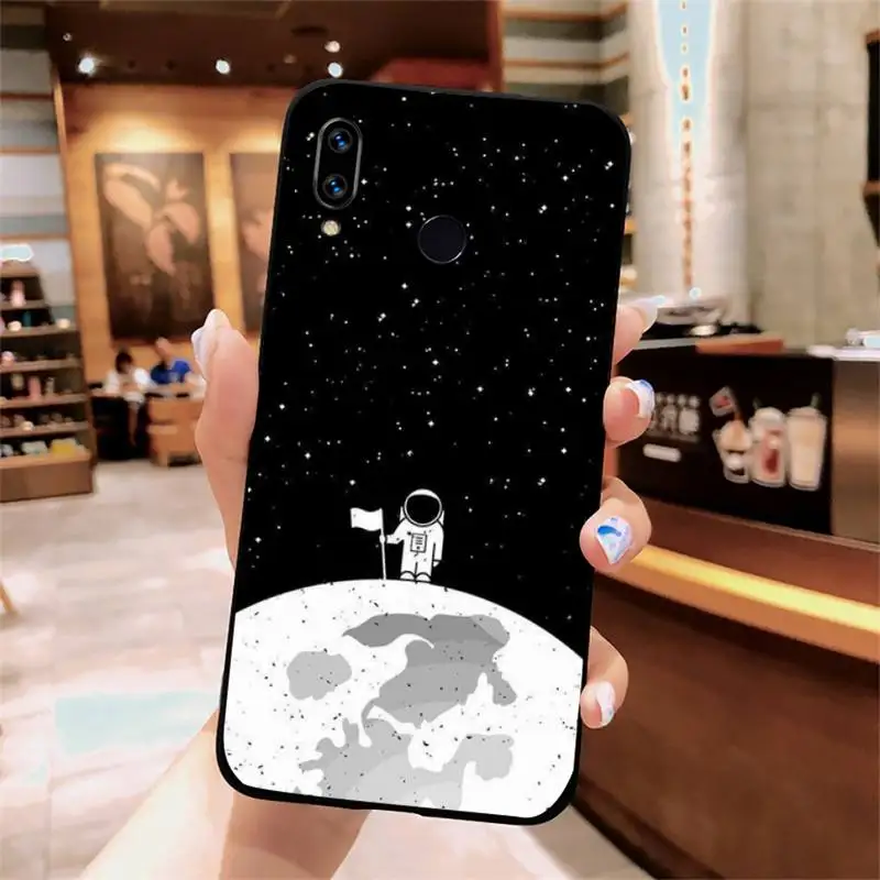 

Black White Moon Stars Space Astronaut Phone Case For Xiaomi Redmi note 7 8 9 t k30 max3 9 s 10 pro lite