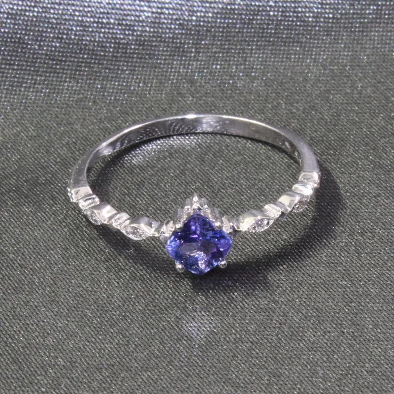 Женское серебряное кольцо с танзанитом серебро 100% пробы 4 мм|Кольца| |