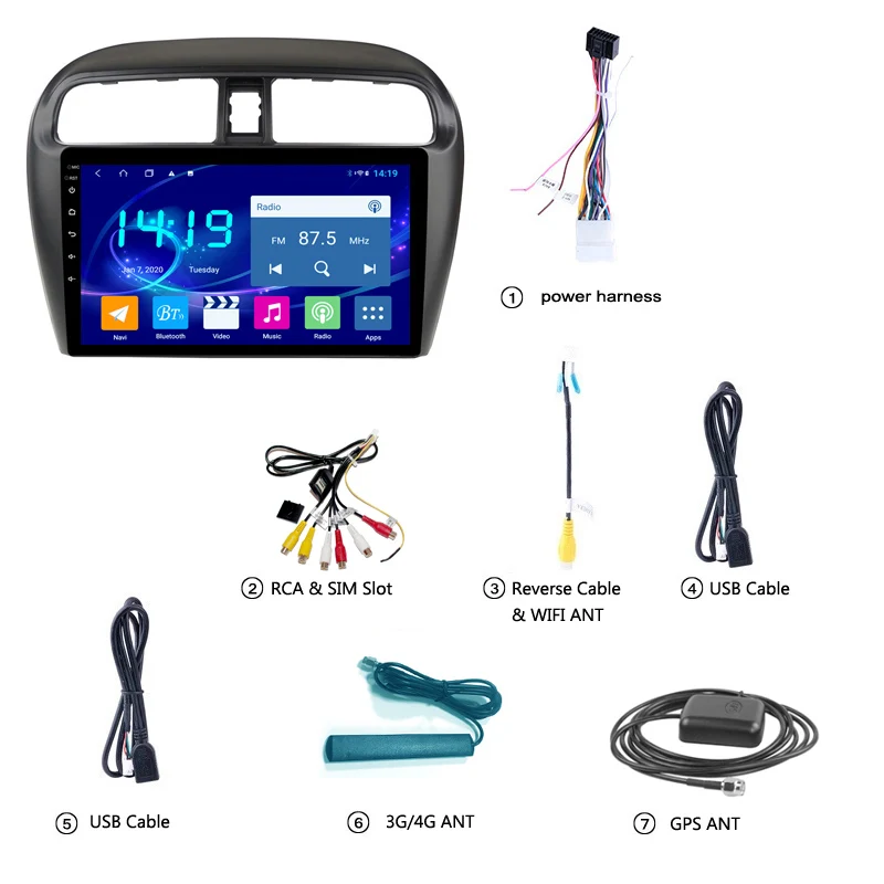 Автомобильный Dvd-проигрыватель IPS 6G + 128G 9 дюймов Android 10 Gps для Mitsubishi Mirage Attrage 2012-2018