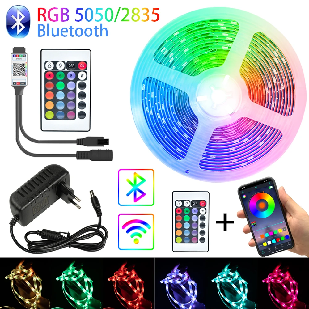 

LED Strip Lights RGB 5050 SMD 2835 Flexible Ribbon Waterproof Luces Led 5M 10M 15M 20M Tape Diode DC 12V Bluetooth APP Control