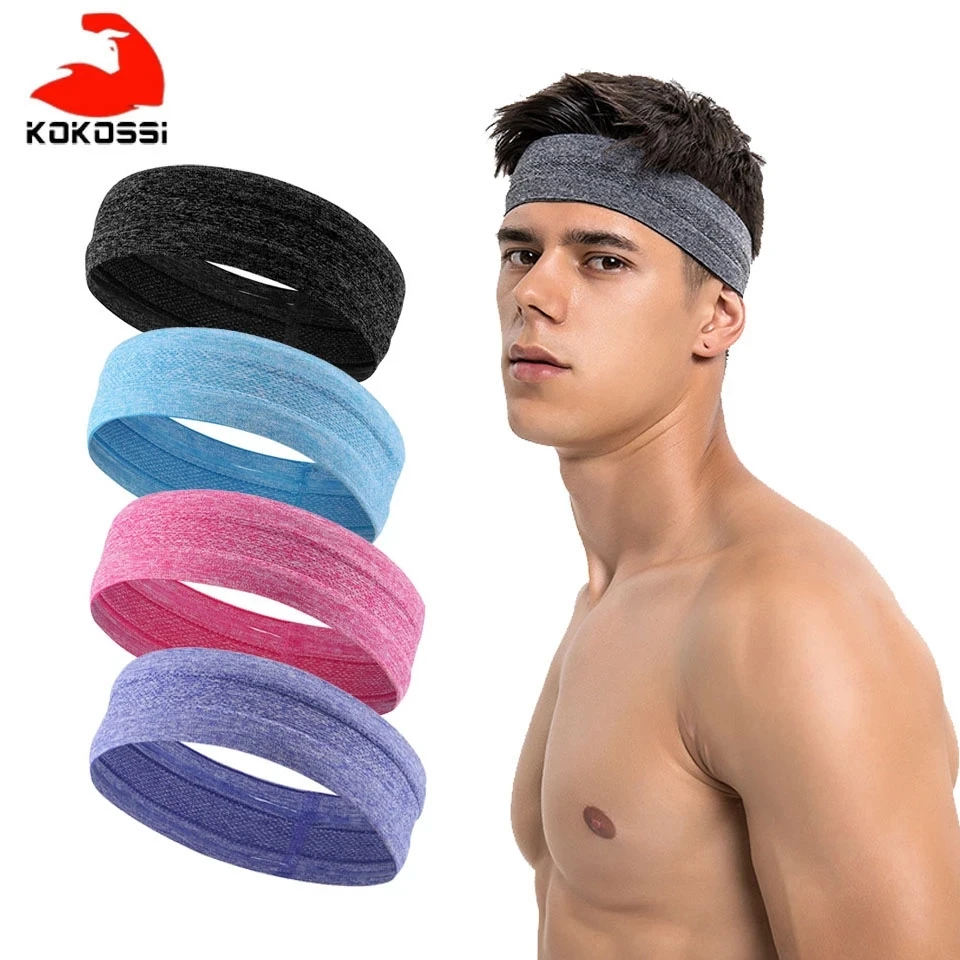 

KoKossi Elastic Sweatband Sport Gym Headband Anti-Slip Women Men Breathable Basketball Fitness Yoga Volleyball Cycling Hair Band