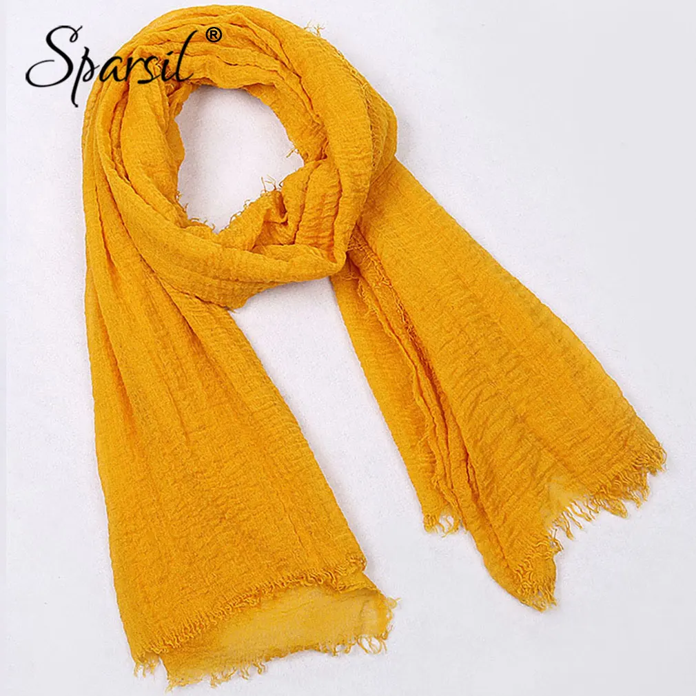 Sparsil женский дышащий шарф с кисточками хлопковый складной глушитель однотонный