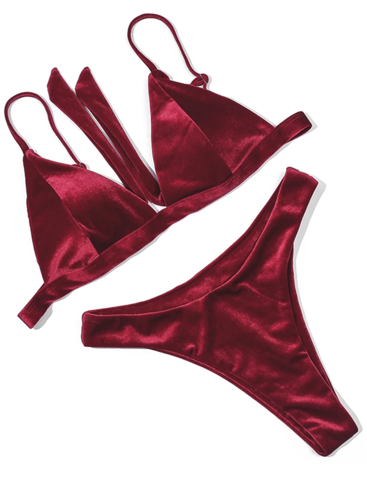 ZTVitality Red Push Up Bikini 2020 Hot Sale Straps Padded Mid Waist Sexy Bikinis Bandage Swimsuit Solid Swimwear Women Biquini | Женская