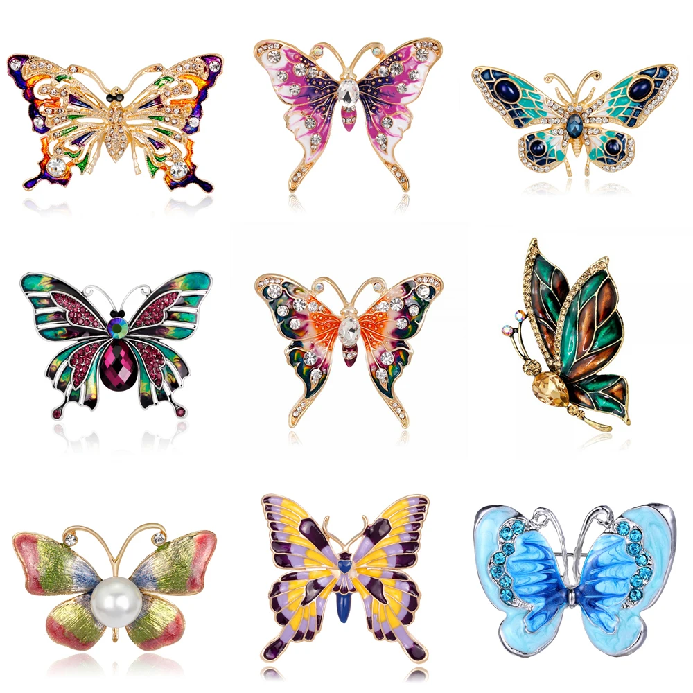 

Fashion Crystal Butterfly Brooch For Women Brooch Collar Pins Corsage Rhinestone Insect Animal Brooch Badges Jewelry Accessories