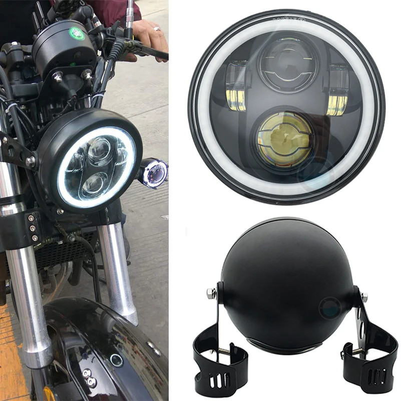 Светодиодные фары для мотоцикла 5 75 дюйма 3/4 с глазом ангела Sportster 883 XL883 FXCW/C FXS FXSB.| |