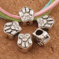 dog mom foot print metal big hole beads 10x11 2mm 85pcs zinc alloy fit european charm bracelet l1306