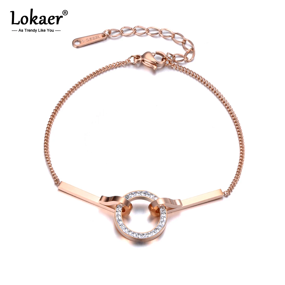 Lokaer модный браслет из титана и нержавеющей стали с кристаллами круг цвета