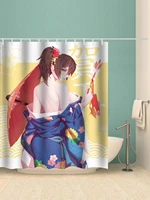 anime innocent girl with big breasts high quality printing shower curtain bathroom products with hooks waterproof bathroom