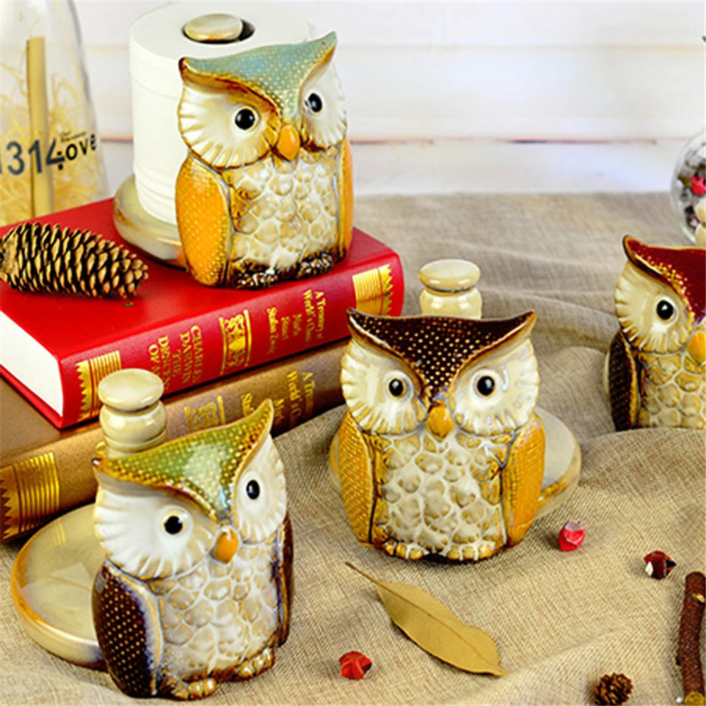 

Owl Shaped Ceramic Paper Towel Holder Handicrafts Living Room Desktop Decoration Craft Home Decor Accessories