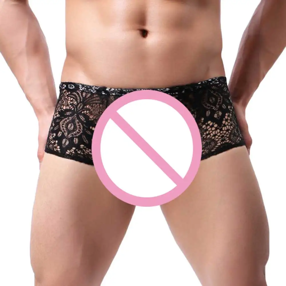 Нижнее белье для мужчин мужские кружевные боксеры модные сексуальные шорты