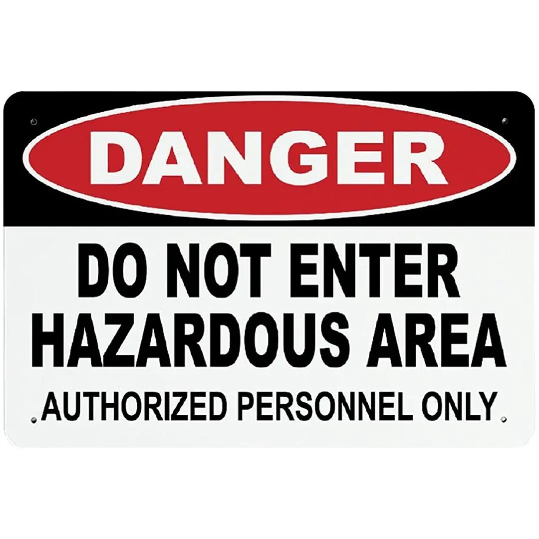 

PotteLove Metal Sign Danger Do Not Enter Hazardous Area Street Signs Aluminum Weatherproof Horizontal Wall Decoration 8x12inch