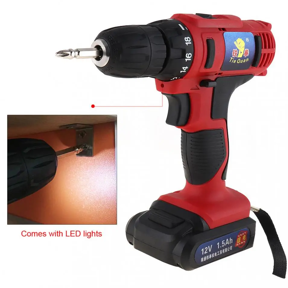 Беспроводная электрическая дрель 12 В отвертка с литий ионным аккумулятором