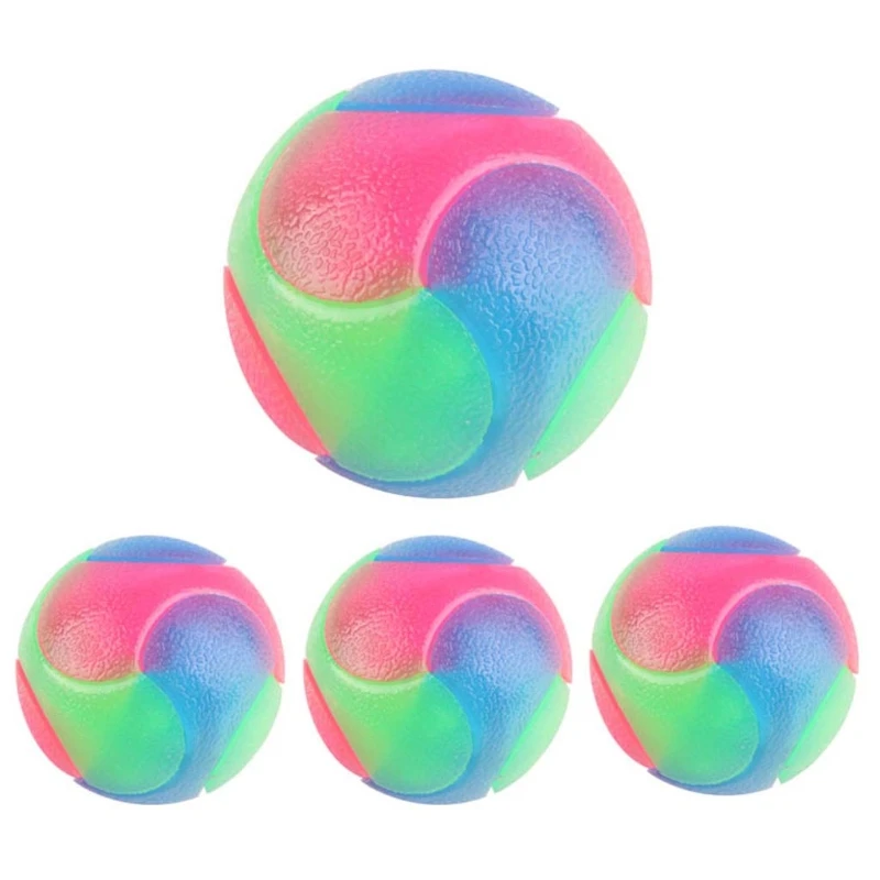

2 Pcs Elastic Colorful Flash Ball Light Up Dog Flashing Bite Resistant Molar Toy