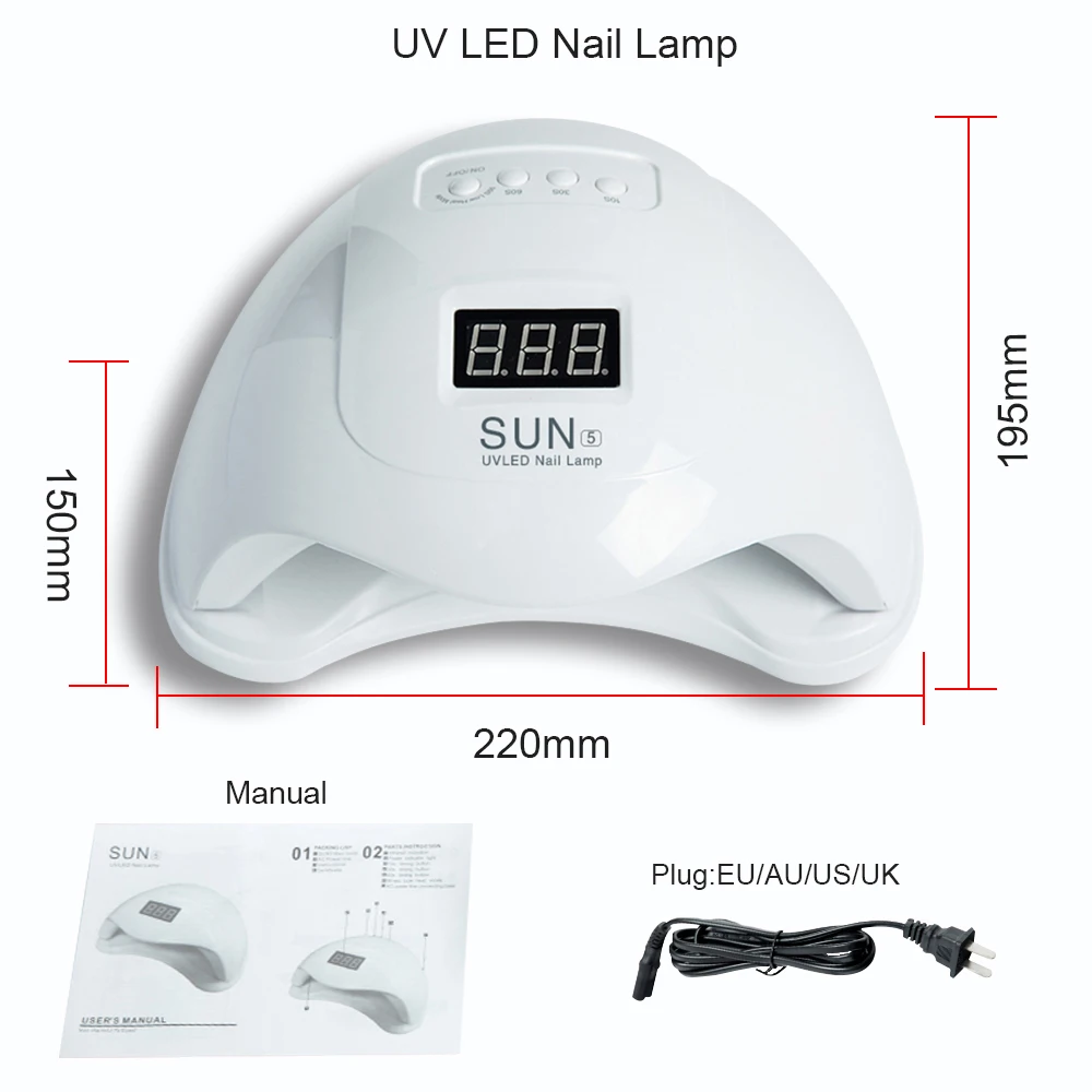 

SUN 5 48W Nail Lamp Auto 24LED UV Lamp Quick Dry Nail Gel Dryer Lamp Professional Phototherapy Manicure Lamp