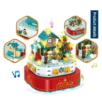 children boys figures christmas snowman music box building blocks educational toys technical blocks for kids gift bricks friends