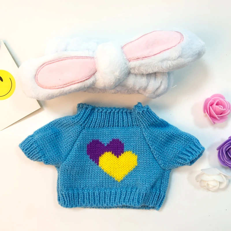 Милые аксессуары для кукол Kawaii девушки повязка для волос мыть лицо бег макияж полосы LaLafanfan кафе утенок плюшевая игрушка Подарки для девочек - Цвет: blue love